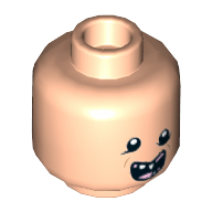 Minifig Head Sloth, Uneven Eyes, Open Mouth with Missing Teeth and Pink Tongue Print [Hollow Stud]