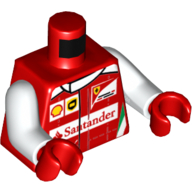 Torso Racing Jacket with Shell, UPS, Ferrari, Puma and Red Santander Logo / Ferrari Logo Back Print, White Arms, Red Hands