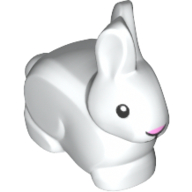 Animal, Rabbit / Bunny with Black Eyes and Mouth - Pink Nose Print