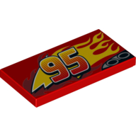 Tile 2 x 4 with Exhaust Pipes, '95' and Flames Print (Lightning McQueen)