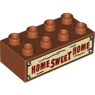Duplo Brick 2 x 4 with Dark Red 'HOME SWEET HOME' on Tan Wood Board Print