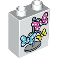 Duplo Brick 1 x 2 x 2 with Bottom Tube - Stand with Butterfly Bows Print