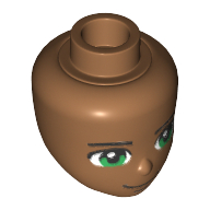 Minidoll Head Male with Green Eyes, Eyebrows and Closed Mouth Smile Print