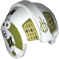 Helmet Rebel Pilot, Center Ridge with Olive Green Stripes and Yellow Grid on Olive Green Print