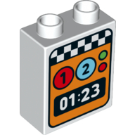 Duplo Brick 1 x 2 x 2 with Bottom Tube - Finish Line, 1, 2 and Timer Print