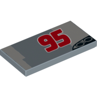 Tile 2 x 4 with Red '95', Exhaust Pipes Print (Lightning McQueen)