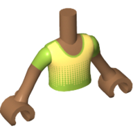 Minidoll Torso Boy with Medium Nougat Arms and Hands with Dots Fading to Bright Light Yellow, with Lime Short Sleeves Print