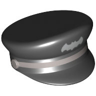 Hat, Captain's Cap with Silver Batman Logo and Braid Print