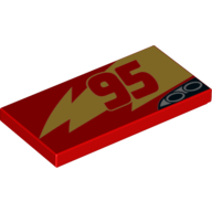Tile 2 x 4 with '95' and Lightning Bolt (Lightning McQueen) Print