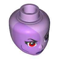 Minidoll Head with Medium Lavender Right Half, Red Right Eye, Dark Purple Left Eye and Lips Print (Eclipso)