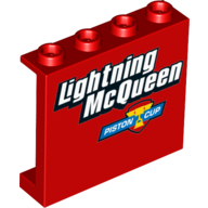 Panel 1 x 4 x 3 [Side Supports / Hollow Studs] with Lightning McQueen Piston Cup Print