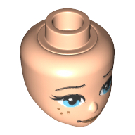 Minidoll Head with Medium Azure Eyes, Freckles, and Slightly Crooked Smile Print