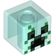 Minifig Head Special, Cube with Minecraft Charged Creeper Face Print