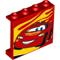 Panel 1 x 4 x 3 [Side Supports / Hollow Studs] with Lightning McQueen Print