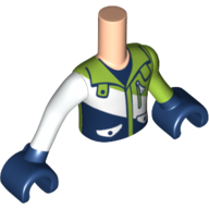 Minidoll Torso Boy with Lime Left Arm, White Right Arm and Dark Blue Hands with Lime, White, and Dark Blue Jacket Print
