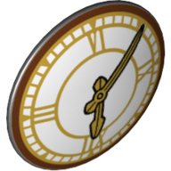 Minifig Shield Round Bowed with Clock Print