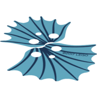 LEGO part Neckwear Cape and Collar, Fins with Dark Blue Lines on Trans-Light Blue Background Print [Complete Sheet]