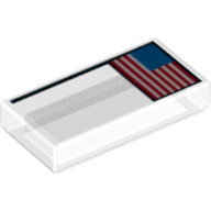 Tile 1 x 2 with Groove and United States of America Flag print