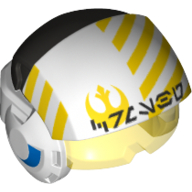 Helmet with Visor Rebel Pilot, Raised Front, Trans-Yellow Visor, Yellow Stripes, Alien Letter Print