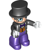 Duplo Figure with Top Hat (Silkhat), Purple Legs, Vest and Bowtie, White Hands and Light Nougat Face with Monocle Print (Penguin)