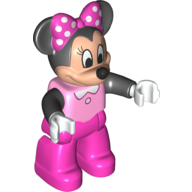Duplo Figure Minnie Mouse with Bright Pink Top and Black Arms - Dark Pink Legs