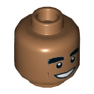 Minifig Head El Dorado, Dual Sided, Thick Eyebrows, Open Mouth Grin / Surprised Print [Hollow Stud]
