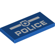 Tile 2 x 4 with 'Police', Badge, and White Line Print
