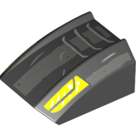 Slope Curved 2 x 2 with Lip, No Studs with Rugged Gray Strip and Yellow Lights Print
