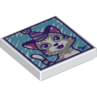 Tile 2 x 2 with Colored Kitten with Party Hat Print