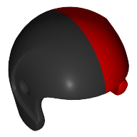 Helmet, Sports with Left Side Red, and Right Side Black Print