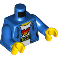 Torso Hoodie, Pockets, Laces, M-Tron Logo on Shirt Print, Blue Arms, Yellow Hands