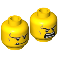 Minifig Head Axl, Dual Sided, Smile with One Bottom Tooth / Angry Print [Hollow Stud]