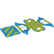 LEGO part Tent and Roof, Awning Lime and Azure Print [Complete Sheet]