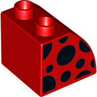 Duplo Brick 2 x 3 x 2 with Curved Top with Black Dots print
