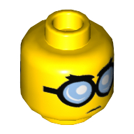 Minifig Head Steve, Dual Sided, Big Round Goggles, Surprised / Frown Print [Hollow Stud]