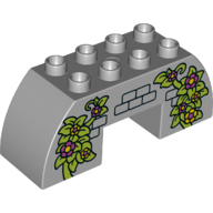Duplo Brick 2 x 6 x 2 Curved with 2 x 2 Cutout on Bottom with Bricks, Vines, Leaves Print
