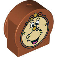 Duplo Brick 1 x 3 x 2 Round Top, Cut Away Sides with Cogsworth Clock Face Print