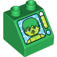 Duplo Brick 2 x 2 Slope 45° with Monitor with Hulk print