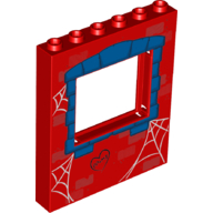 Panel 1 x 6 x 6 with Window with Blue Stone Frame, Spider Webs, and "PP + MJ" Print (Spiderman)