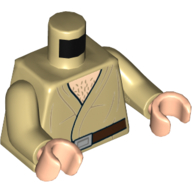Torso Robe, Open with Brown Belt and Chest Hair Print (Wuher), Tan Arms, Light Nougat Hands