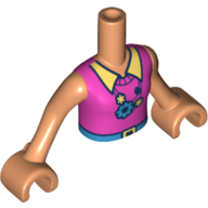 Minidoll Torso Girl with Dark Pink Shirt, Yellow Collar, Medium Blue Belt, Necklace with Gears, Nougat Arms and Hands