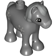 Duplo Animal Horse/Foal with Small Light Bluish Gray Spots, Mane & Tail Print