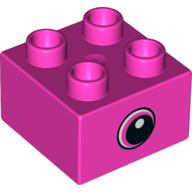 Duplo Brick 2 x 2 with Eye, White Sclera and Spot in Pupil Print