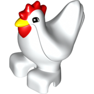 Duplo Animal Chicken / Hen with Red Comb and Wattle, Semi-Circular Eyes Print