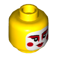 Minifig Head Harumi, White Face, Red Mascara, Dots on Cheeks, Red Lipstick Print [Hollow Stud]