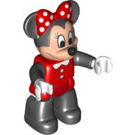 Duplo Figure Minnie Mouse with Red Swimsuit Print, and Black Legs