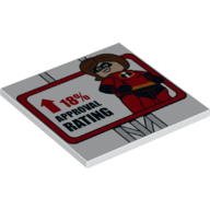 Tile 6 x 6 with Bottom Tubes with Incredibles '18% Approval Raring', Red Arrow print