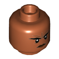 Minifig Head Brick, Dual Sided, Eyebrows, Unhappy / Angry Print [Hollow Stud]