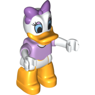 Duplo Figure with Short Sleeve Lavender Top and White Arms, Lavender Bow - Bright Light Orange Legs (Daisy Duck)
