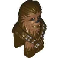 Minifig Head Special, Wookie with Shoulders and Chest, Dark Tan Fur Print (Chewbacca)